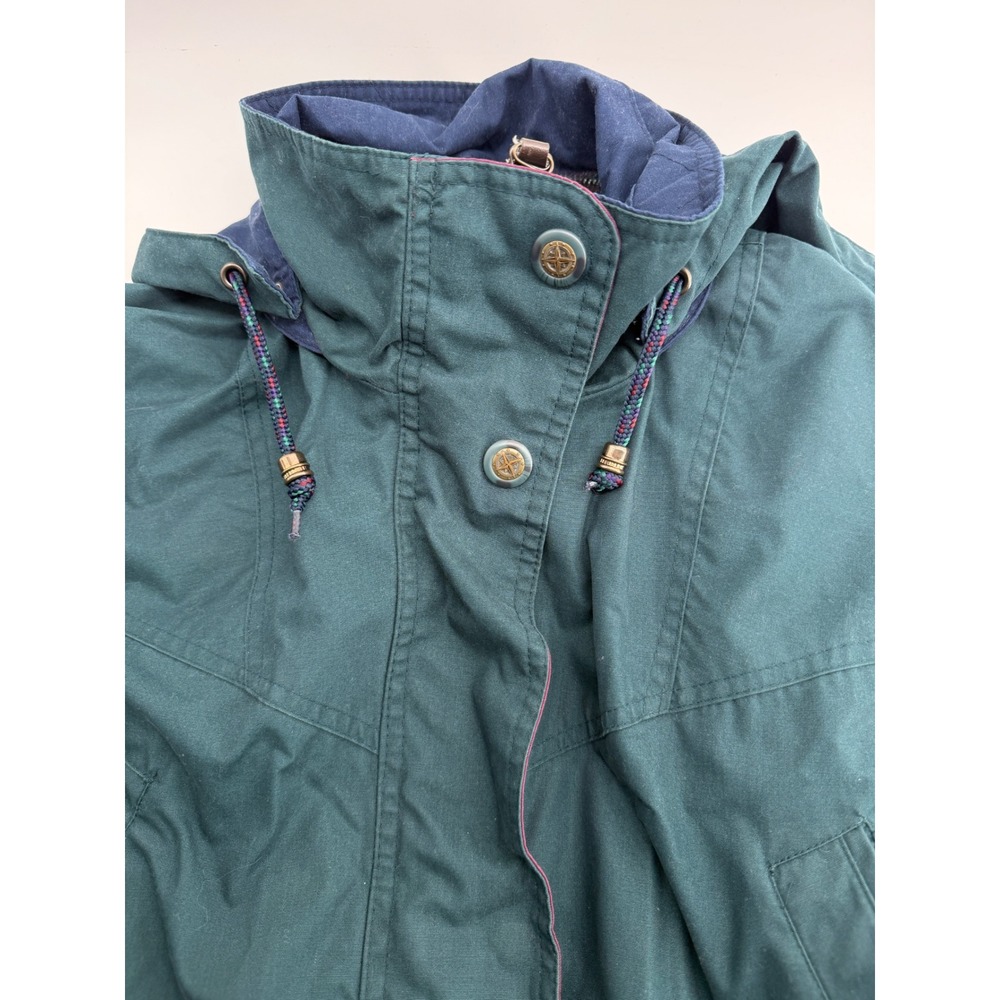 Vintage Totes Forest Green Hooded Parka Jacket Plaid Lined Mens Large Utility - Picture 5 of 5